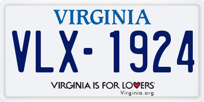 VA license plate VLX1924