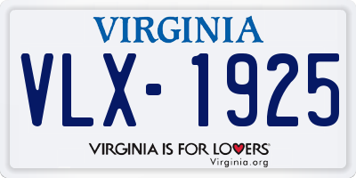 VA license plate VLX1925