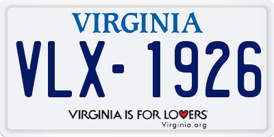 VA license plate VLX1926