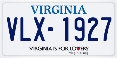 VA license plate VLX1927