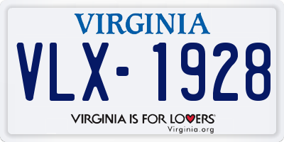 VA license plate VLX1928