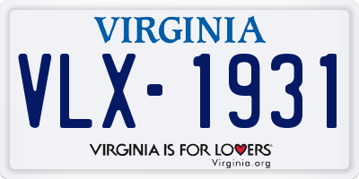 VA license plate VLX1931