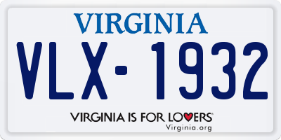 VA license plate VLX1932