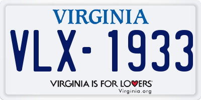 VA license plate VLX1933