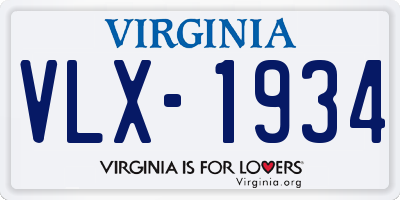 VA license plate VLX1934