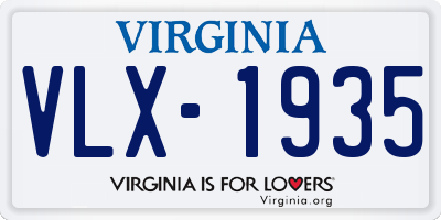 VA license plate VLX1935