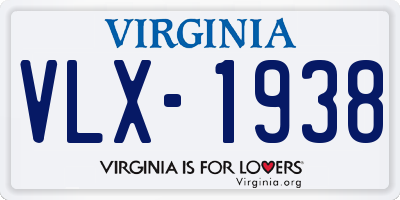 VA license plate VLX1938