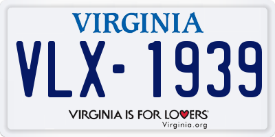 VA license plate VLX1939