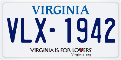 VA license plate VLX1942