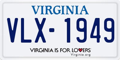 VA license plate VLX1949