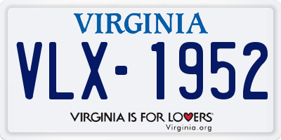 VA license plate VLX1952