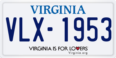 VA license plate VLX1953