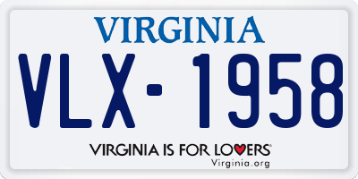 VA license plate VLX1958