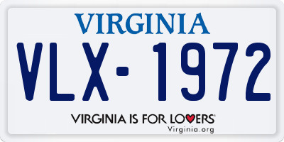 VA license plate VLX1972