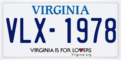 VA license plate VLX1978