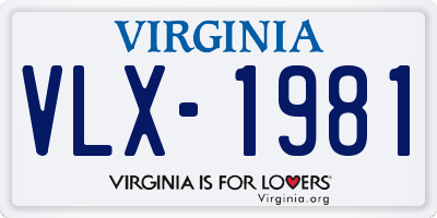 VA license plate VLX1981