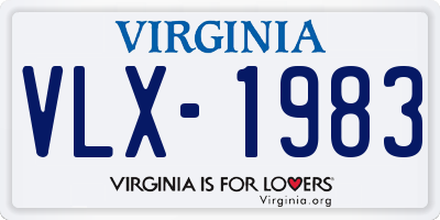 VA license plate VLX1983