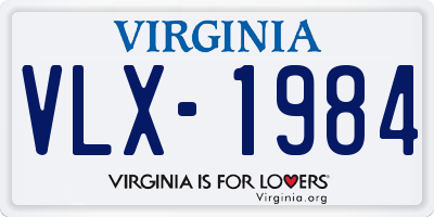 VA license plate VLX1984