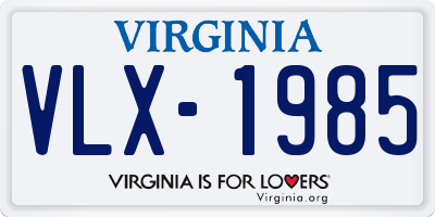 VA license plate VLX1985