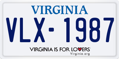 VA license plate VLX1987