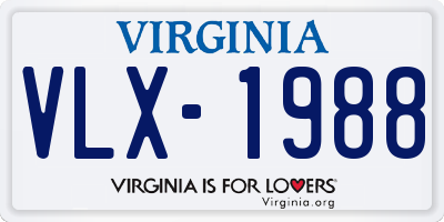 VA license plate VLX1988