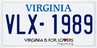 VA license plate VLX1989