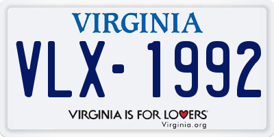 VA license plate VLX1992