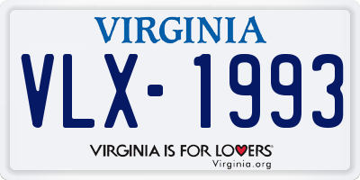 VA license plate VLX1993