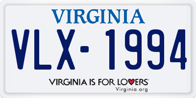 VA license plate VLX1994