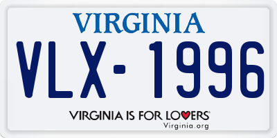 VA license plate VLX1996