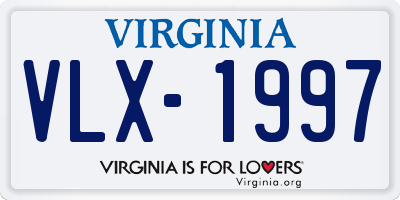 VA license plate VLX1997