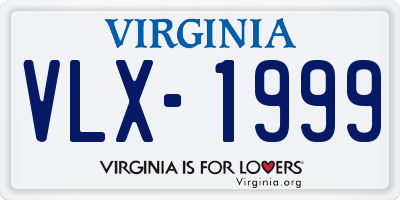 VA license plate VLX1999