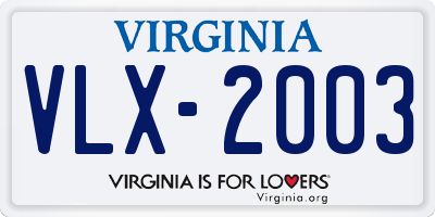 VA license plate VLX2003