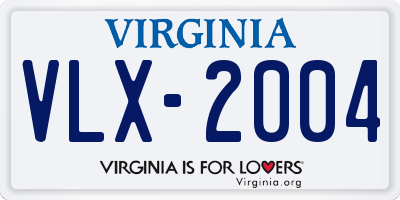 VA license plate VLX2004