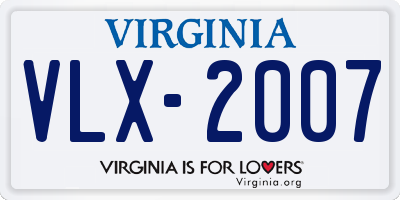 VA license plate VLX2007