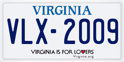 VA license plate VLX2009