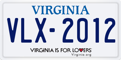 VA license plate VLX2012