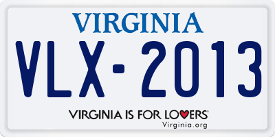 VA license plate VLX2013