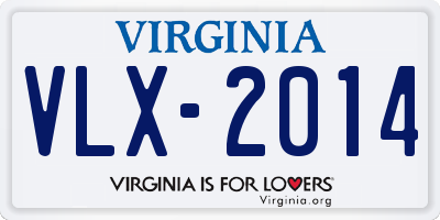 VA license plate VLX2014