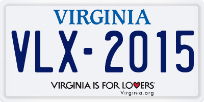 VA license plate VLX2015