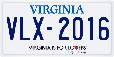 VA license plate VLX2016