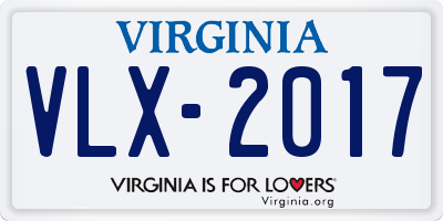 VA license plate VLX2017