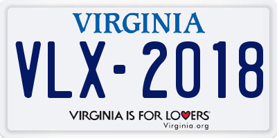 VA license plate VLX2018