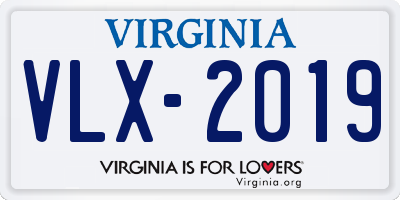 VA license plate VLX2019