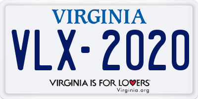 VA license plate VLX2020