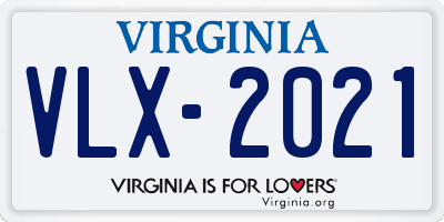 VA license plate VLX2021