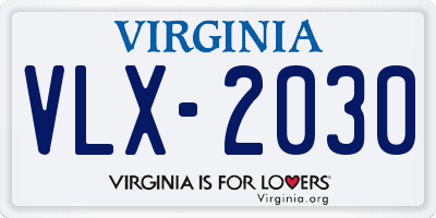 VA license plate VLX2030