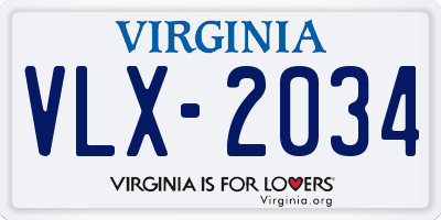 VA license plate VLX2034