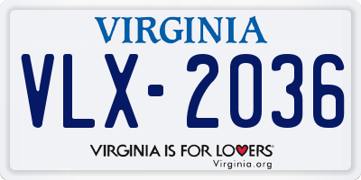 VA license plate VLX2036