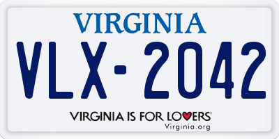 VA license plate VLX2042